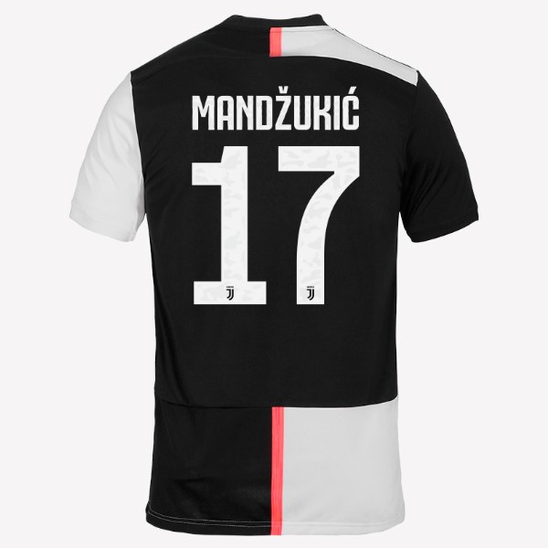 Camiseta Juventus NO.17 Mandzukic Replica Primera Ropa 2019/20 Blanco Negro